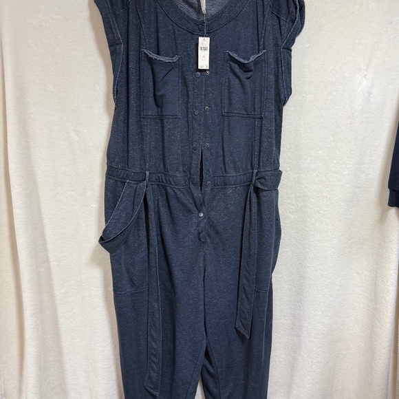 Daily Practice Anthropologie Blue 3X Jumpsuit Jumper Soft Elastic Waist w/Pocket - Picture 2 of 13